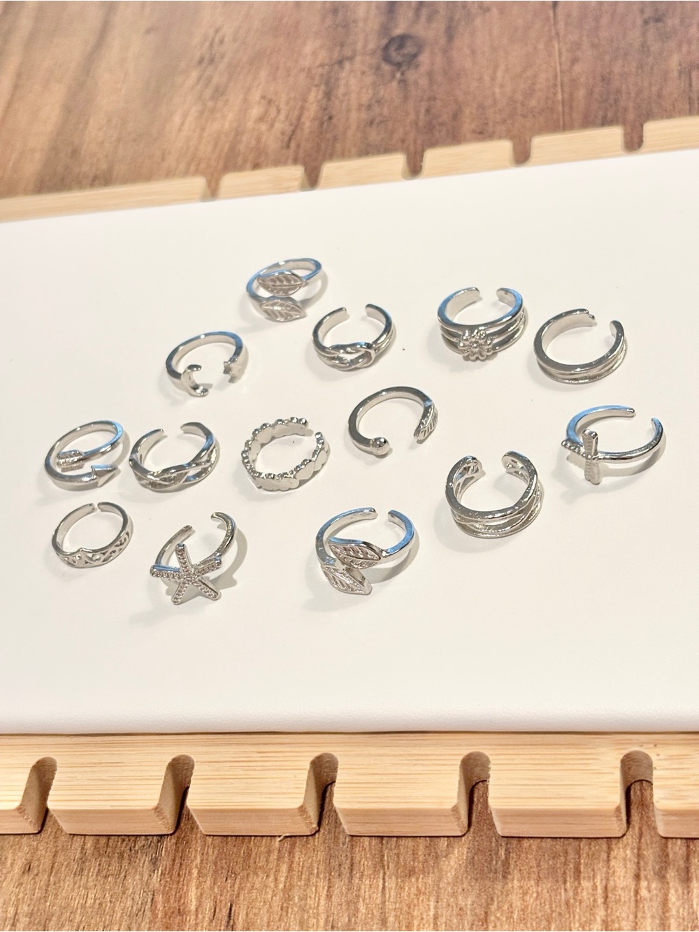 Silver Tone Stackable Rings Set - Mixed Styles - Picture 3 of 5